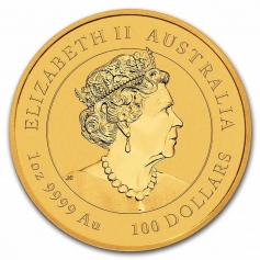 Золотая монета 100 долларов "Год Тигра" Лунный календарь Австралия 2022 год, Au 9999, 31,1г.