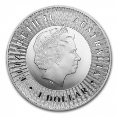 Серебряная монета Австралии 1 доллар "Крокодил" 1 oz 2014 год